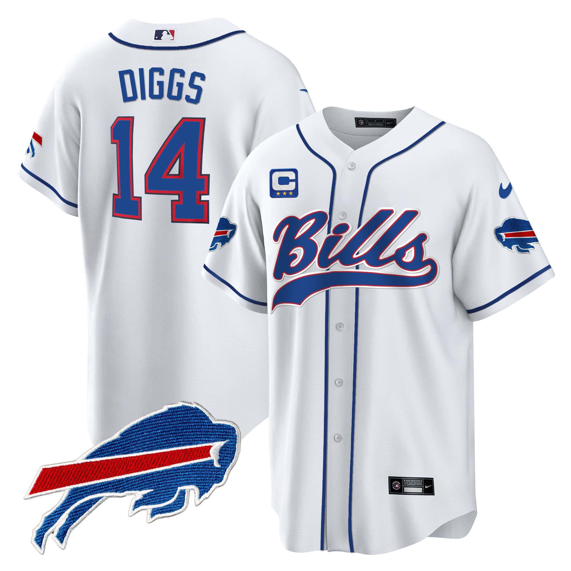 Men Buffalo Bills 14 Diggs White 2024 Nike Baseball Game NFL Jersey